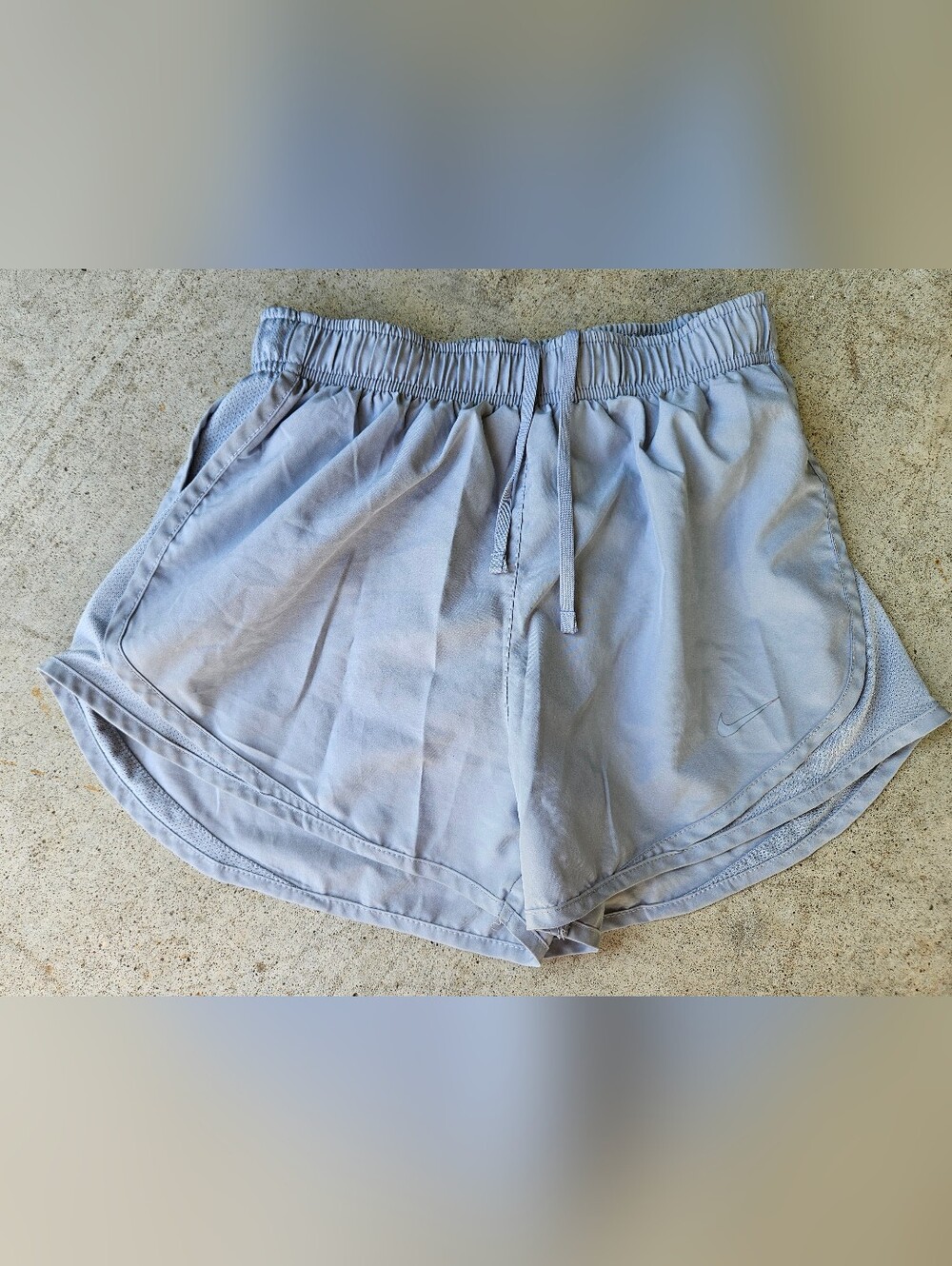 Nike Light Grey Women's Athletic Shorts with Drawstring Waist
